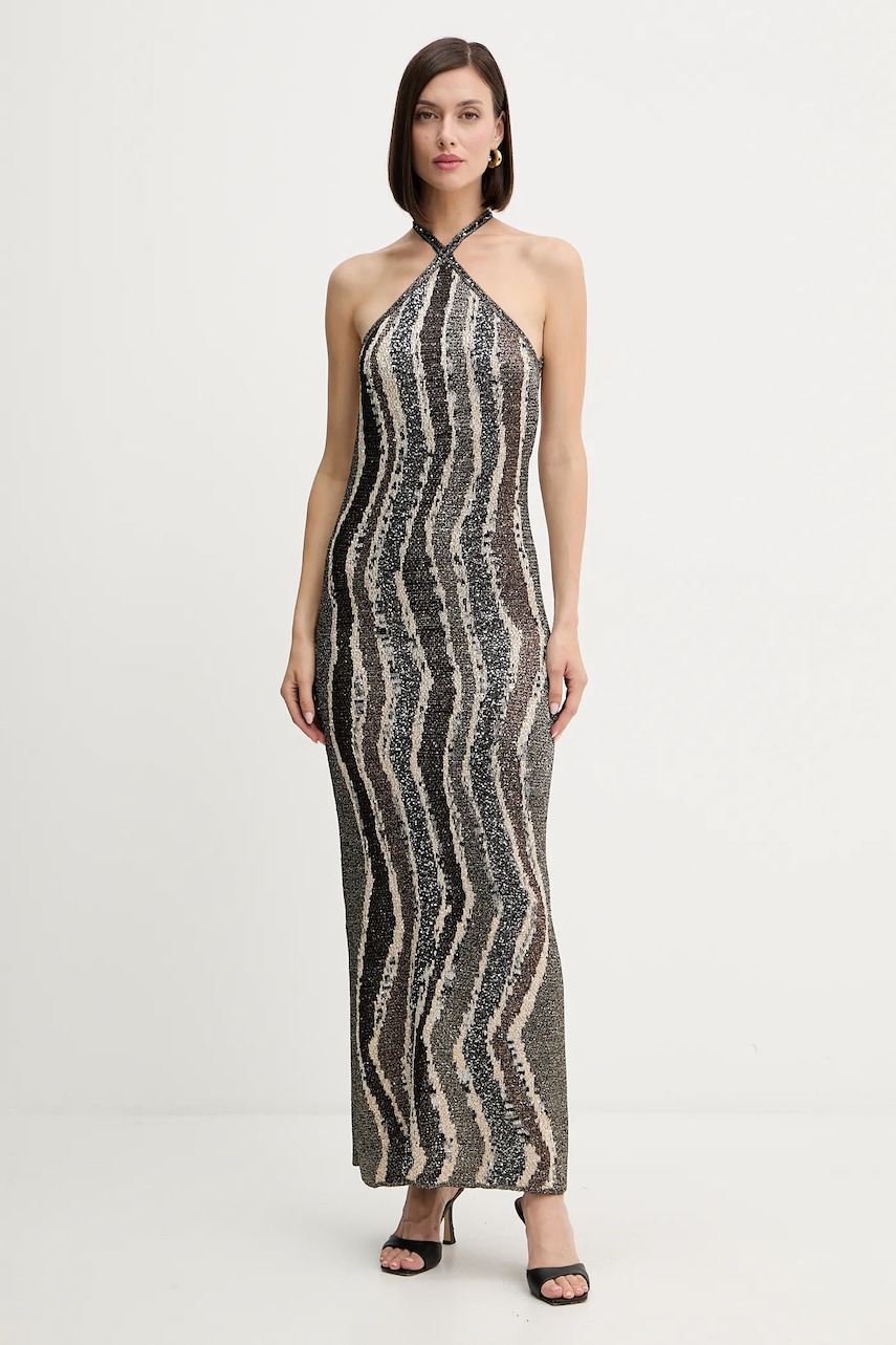 Φόρεμα Missoni χρώμα: καφέ, DS25WG0K.BK01C8