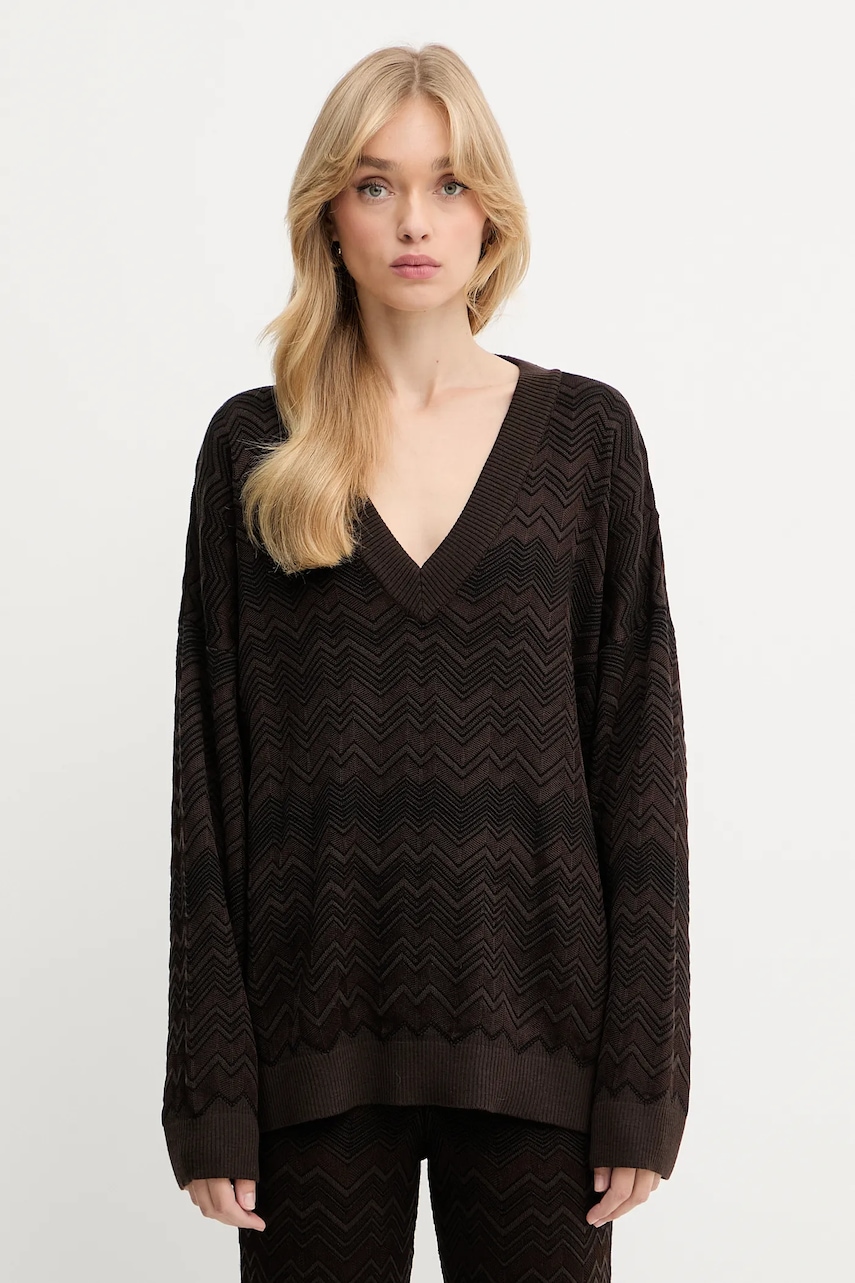 Μάλλινη μπλουζα Missoni γυναικεία, χρώμα: καφέ, DS25WN14.BK01CP