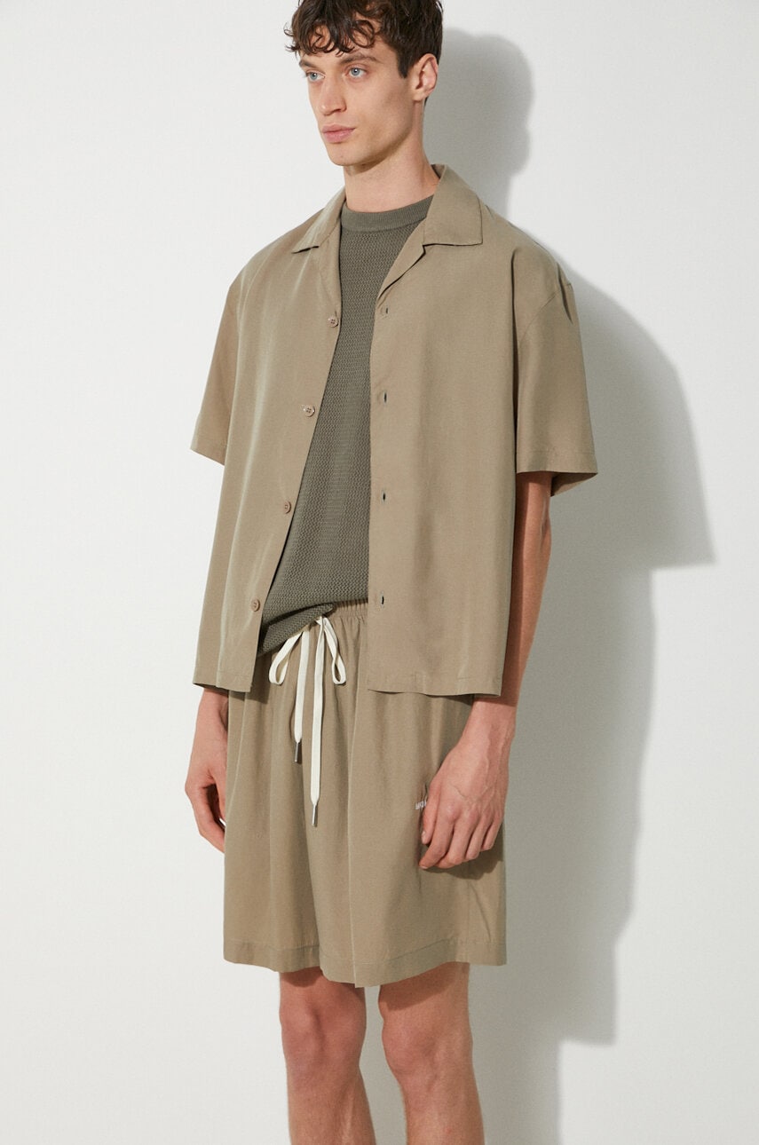 Πουκάμισο MKI MIYUKI ZOKU Tencel Vacation Shirt χρώμα: πράσινο, TENCEL.VACATION.SHIRT