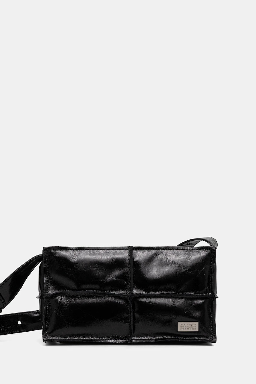 Δερμάτινη τσάντα MM6 Maison Margiela χρώμα: μαύρο, SB5WD0031.P8490.T8013