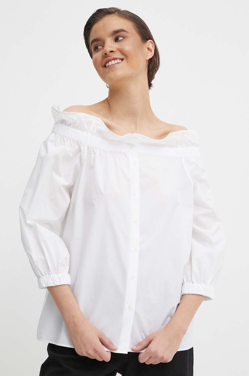 Βαμβακερή μπλούζα Mos Mosh γυναικεία, χρώμα: άσπρο