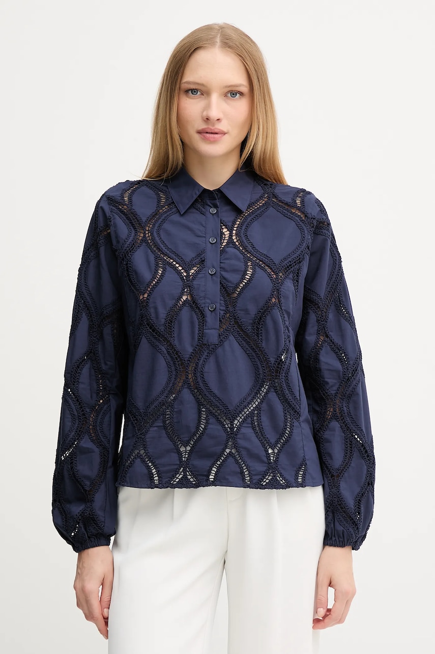 Βαμβακερή μπλούζα Mos Mosh NOLIN γυναικεία, χρώμα: μπλε, 174010