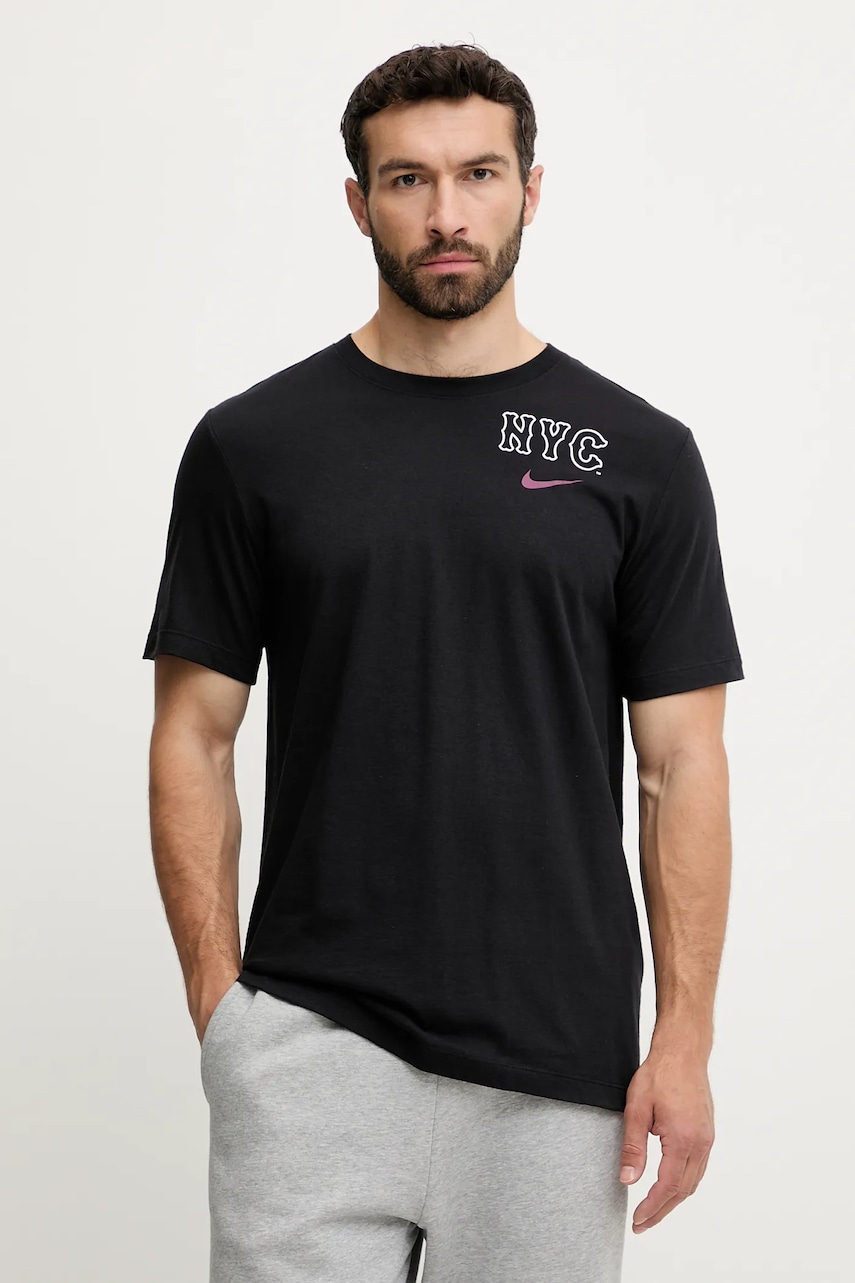 Βαμβακερό μπλουζάκι Nike New York Mets ανδρικό, χρώμα: μαύρο, N199-00A-NME-SAZ