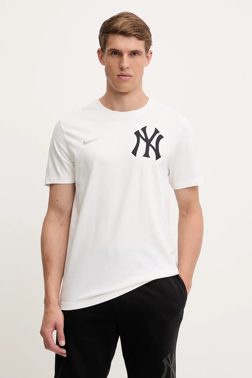 Βαμβακερό μπλουζάκι Nike New York Yankees ανδρικό, χρώμα: άσπρο, N199-10A-NK-9UX
