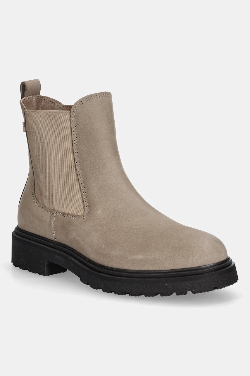 Μποτάκια nubuck Tommy Hilfiger TH NUBUCK CLEATED CHELSEA χρώμα: μπεζ, FW0FW09041