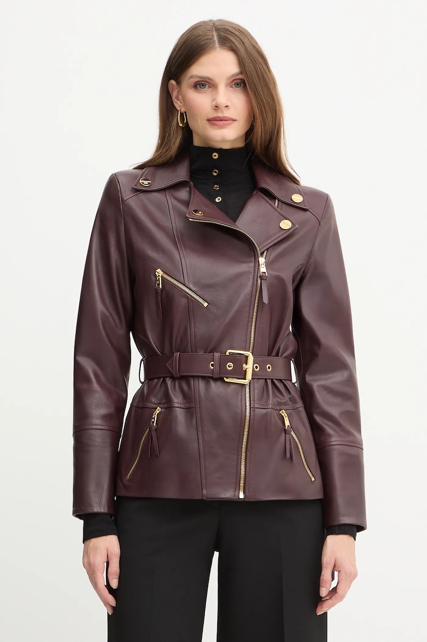 Δερμάτινo jacket Elisabetta Franchi χρώμα: μπορντό, GD50Z56E2