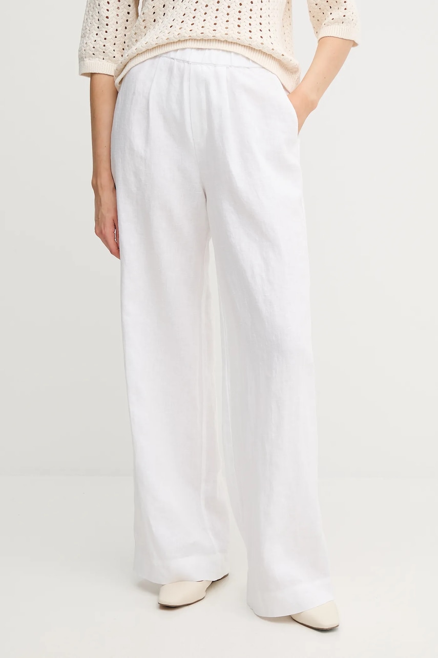 Λινό παντελόνι OUI χρώμα: άσπρο, 92821