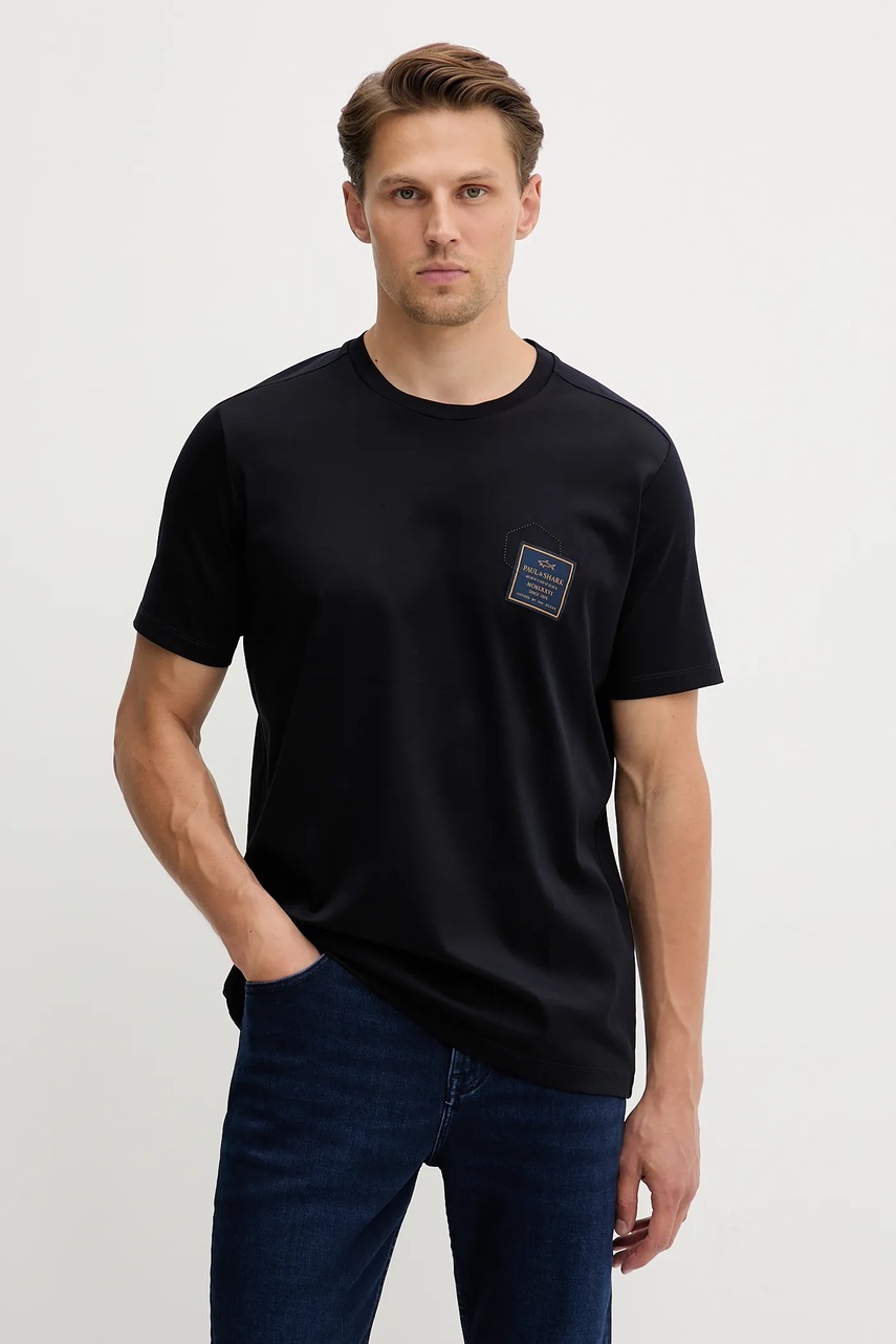 Βαμβακερό μπλουζάκι Paul&Shark Knitwear ανδρικά, χρώμα: ναυτικό μπλε, 15311647
