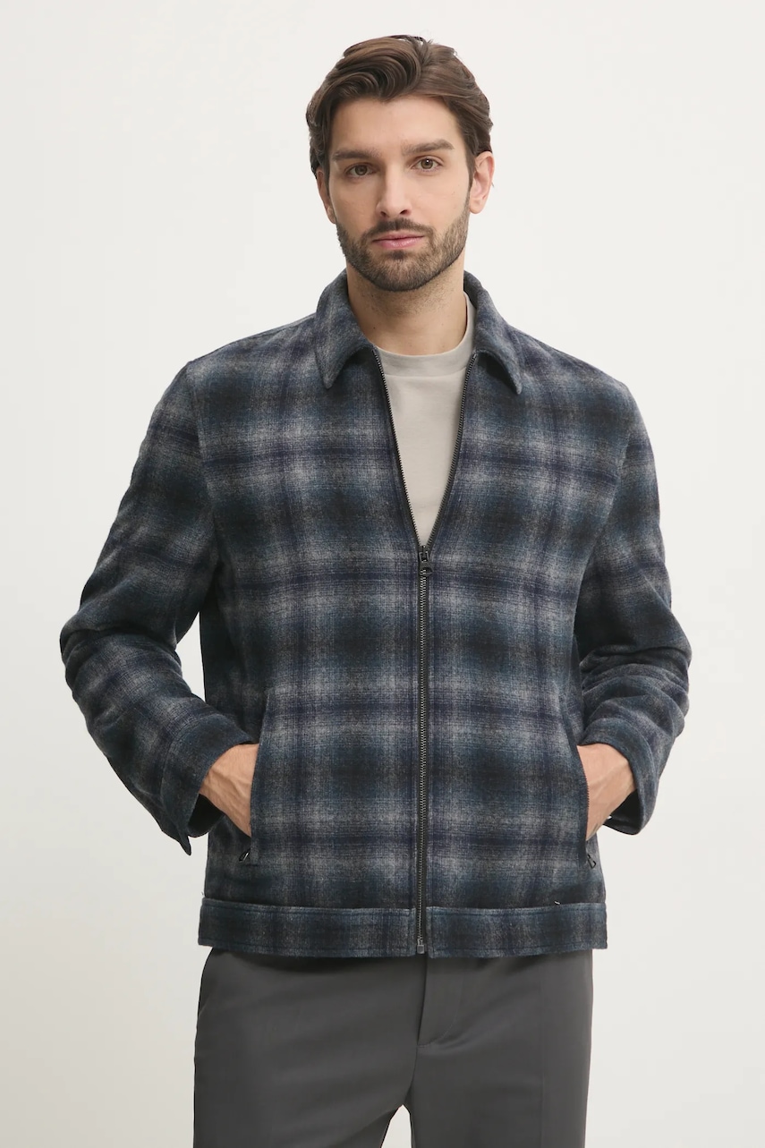 Μάλλινο σακάκι σε στυλ πουκάμισο Pepe Jeans MARRINGTON χρώμα: ναυτικό μπλε, PM403055