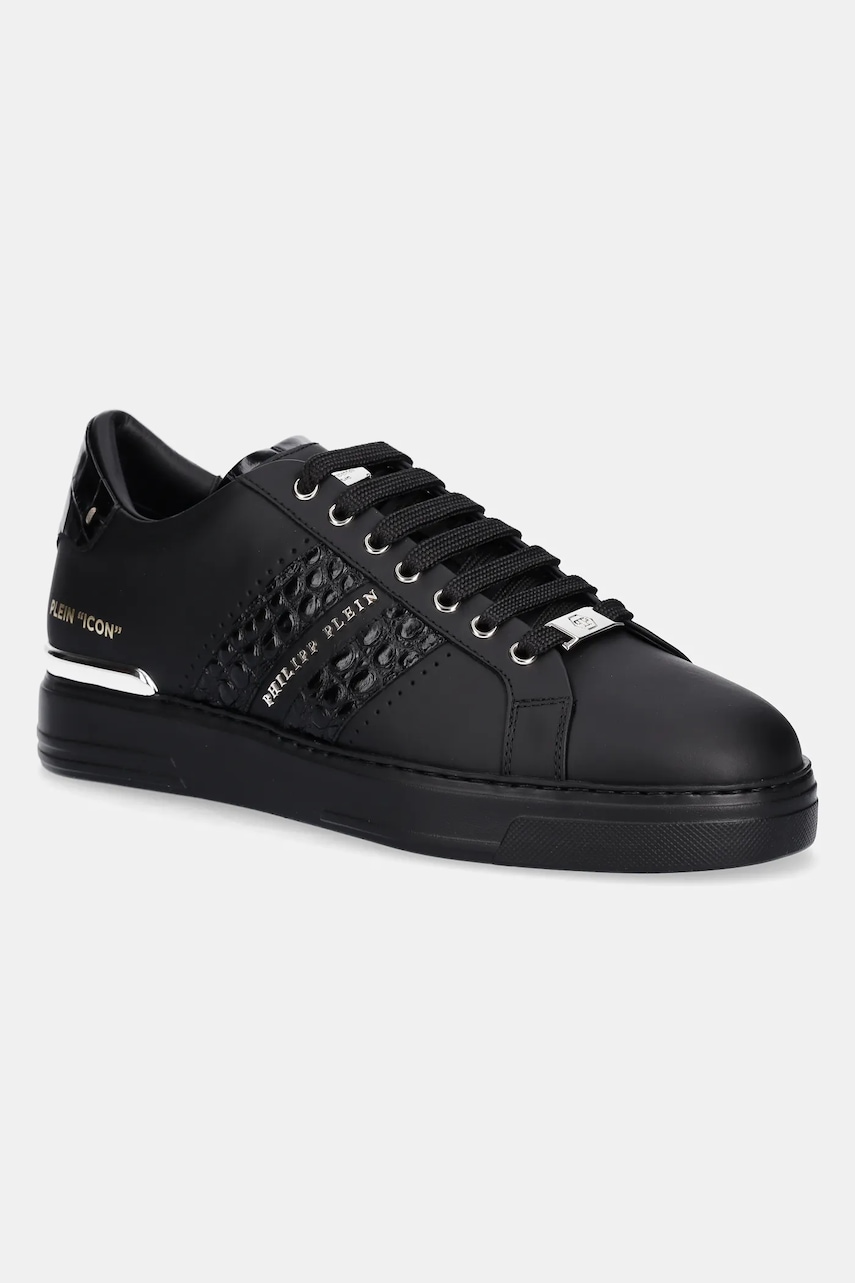 Δερμάτινα αθλητικά παπούτσια Philipp Plein Plein Icon χρώμα: μαύρο, USC0809.PLE075N.0202