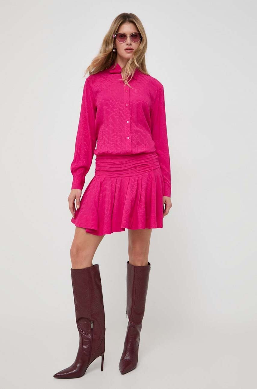 Φόρεμα από συνδιασμό μεταξιού Pinko χρώμα: μοβ