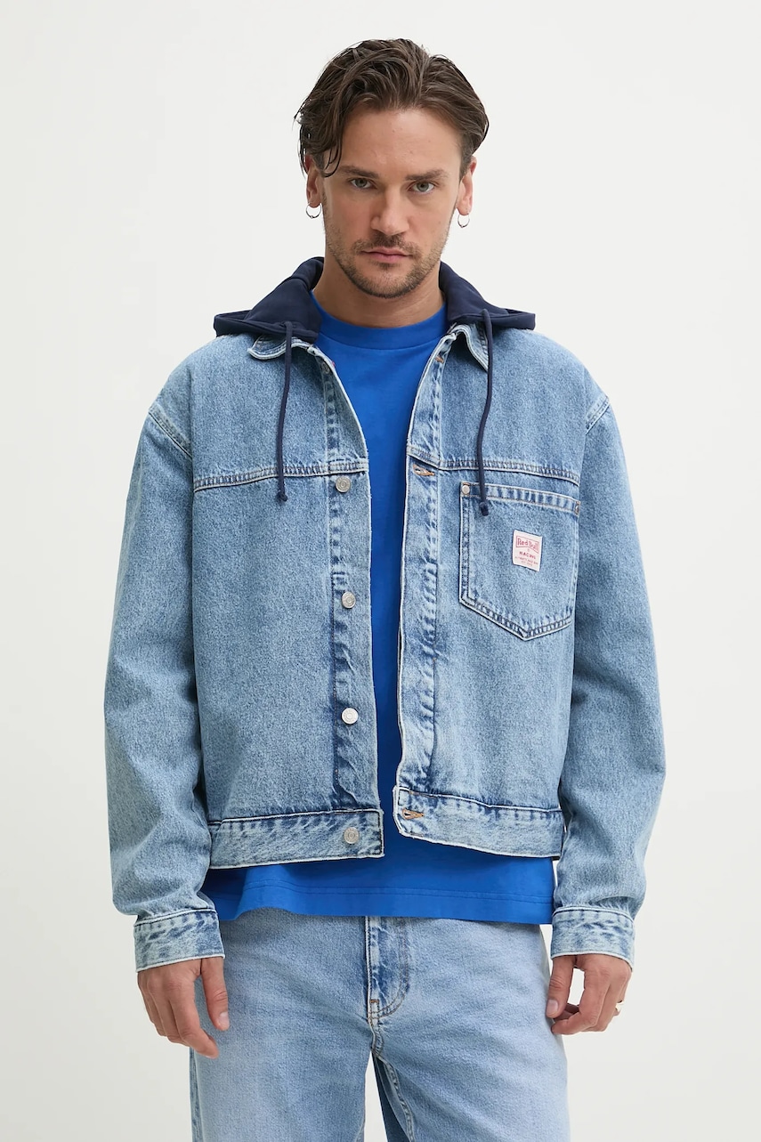 Τζιν μπουφάν Red Bull Racing x Pepe Jeans HOODED DENIM JACKET χρώμα: μπλε, RM400020R17