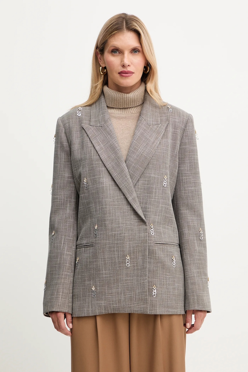 Σακάκι Simona Corsellini χρώμα: καφέ, A25CPGI00301