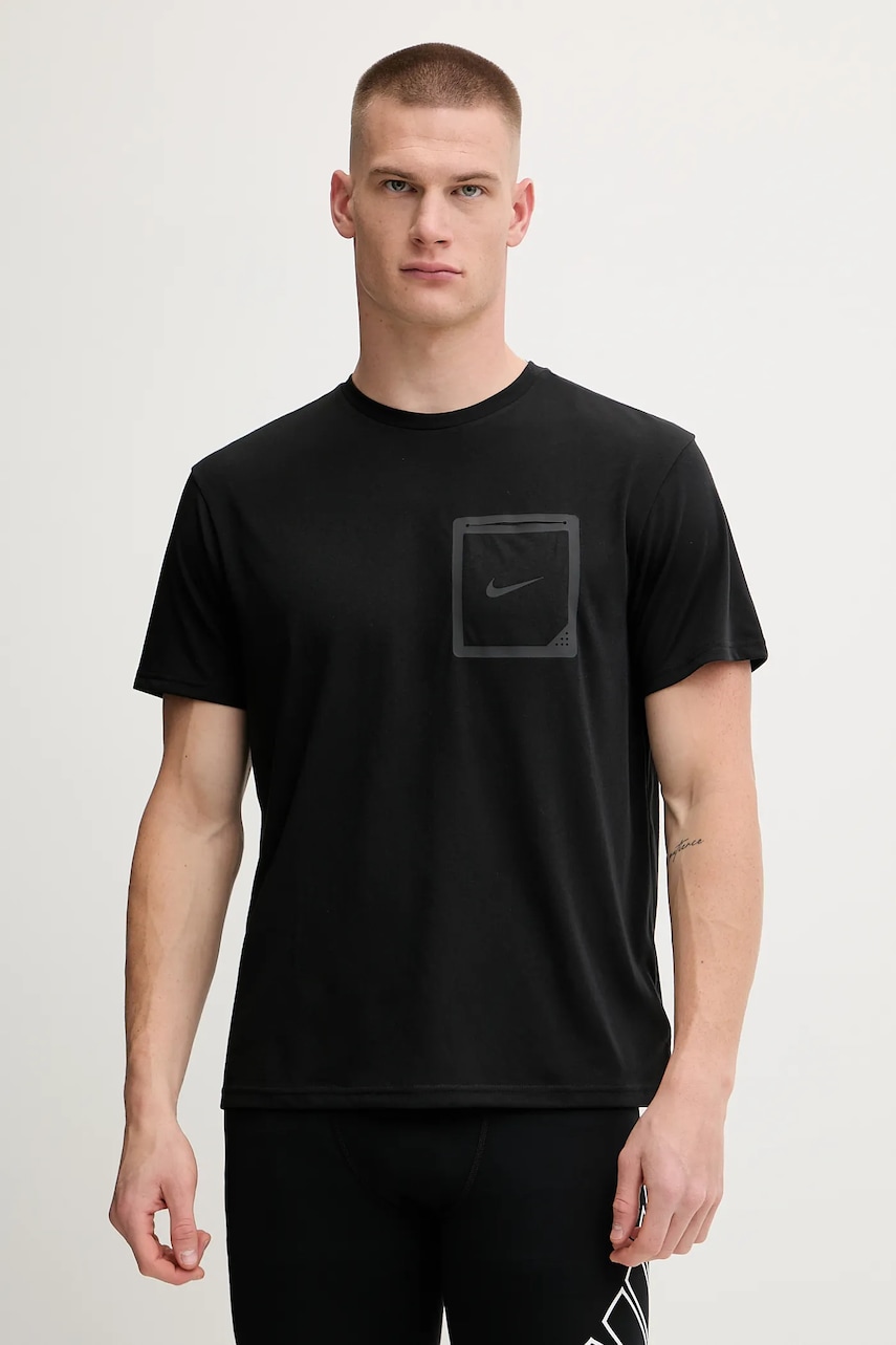 T-shirt κολύμβησης Nike χρώμα: μαύρο, NESSF506