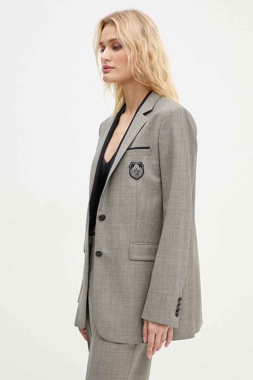 Μάλλινο σακάκι The Kooples χρώμα: γκρι, FVES29007K