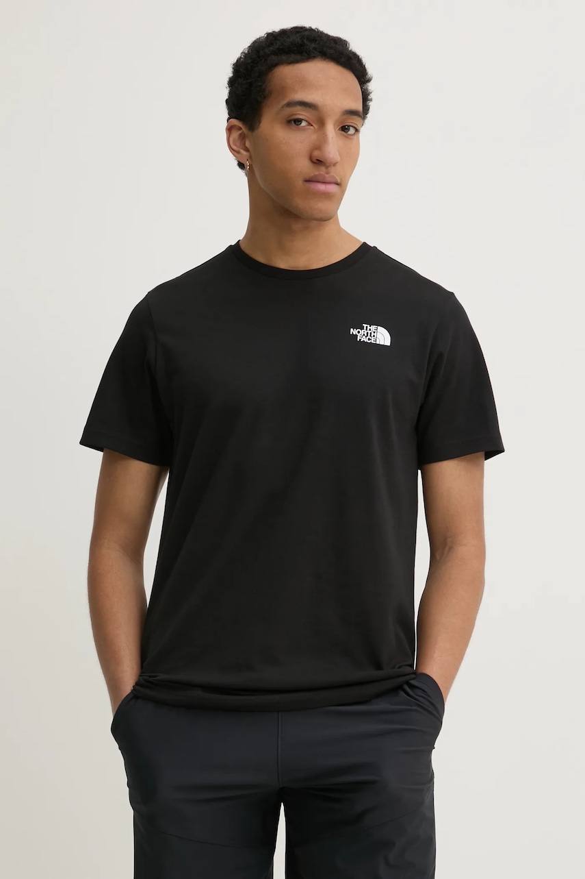 Βαμβακερό μπλουζάκι The North Face M S/S Redbox Tee ανδρικό, χρώμα: μαύρο, NF0A87NPJK31