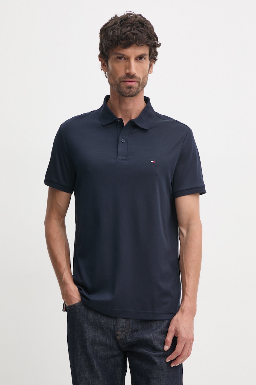 Βαμβακερό μπλουζάκι πόλο Tommy Hilfiger χρώμα: ναυτικό μπλε