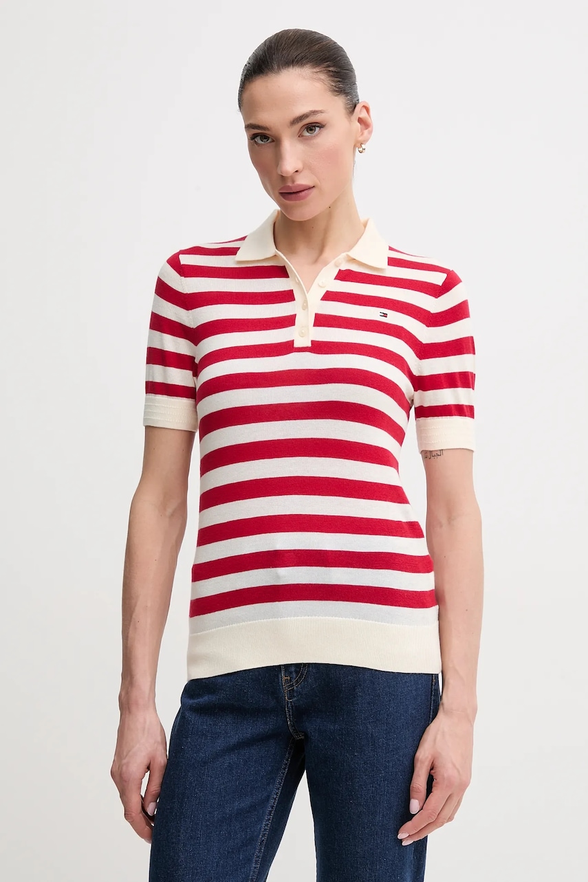 Πόλο Tommy Hilfiger χρώμα: κόκκινο