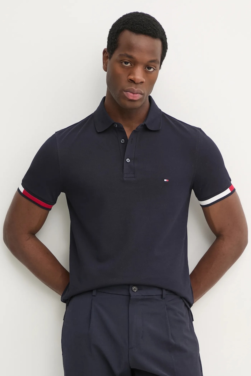 Πόλο Tommy Hilfiger χρώμα: ναυτικό μπλε, MW0MW37518