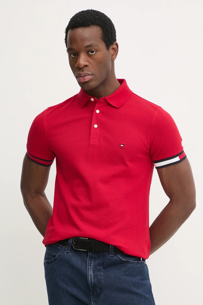 Πόλο Tommy Hilfiger χρώμα: κόκκινο, MW0MW37518