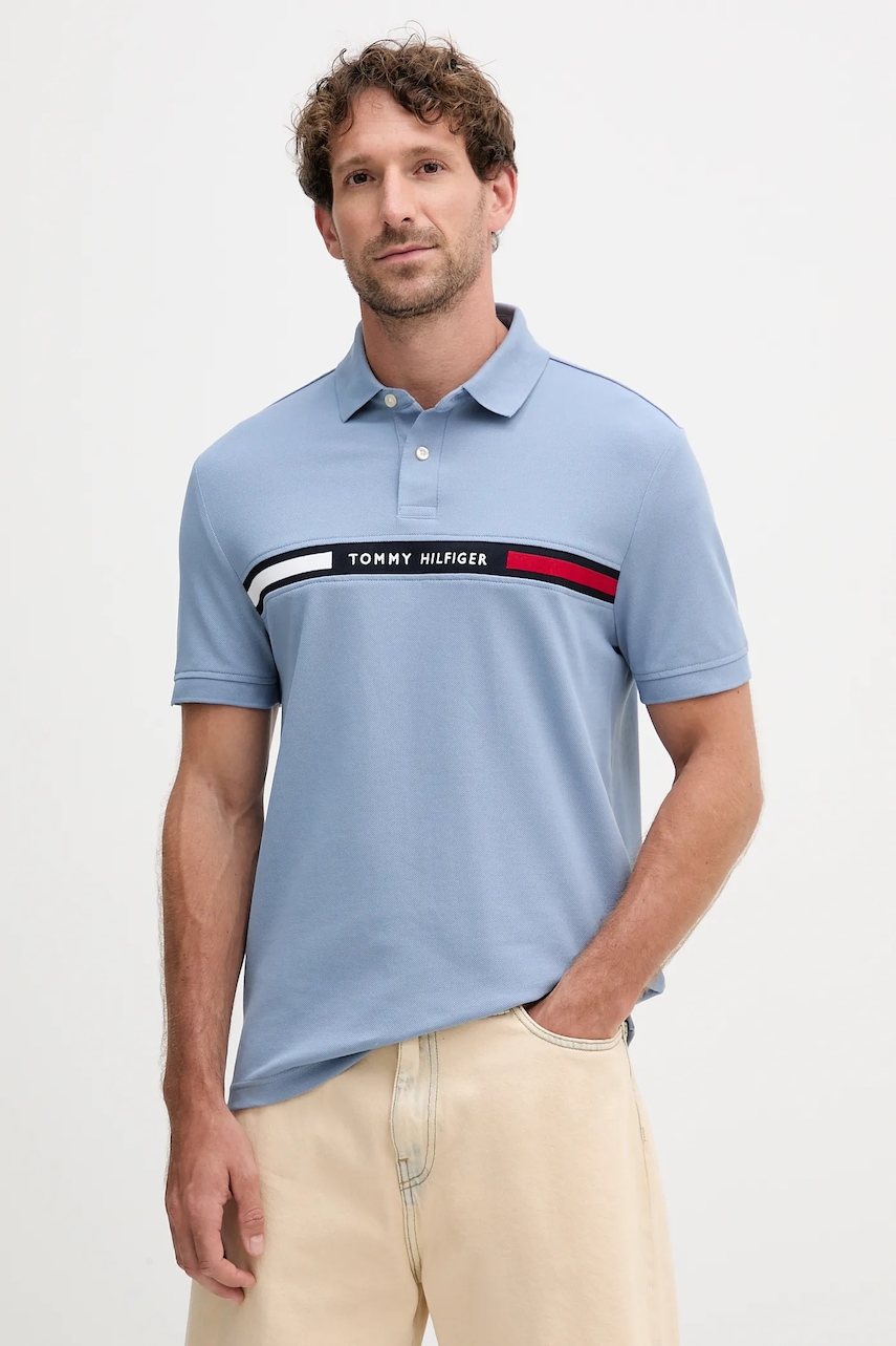 Πόλο Tommy Hilfiger χρώμα: ναυτικό μπλε, MW0MW38130