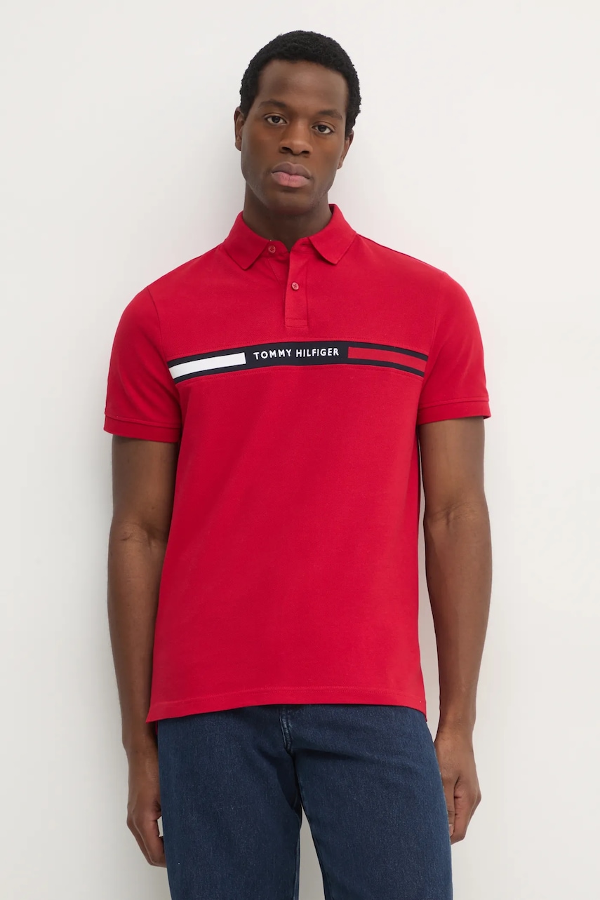 Πόλο Tommy Hilfiger χρώμα: κόκκινο, MW0MW38130