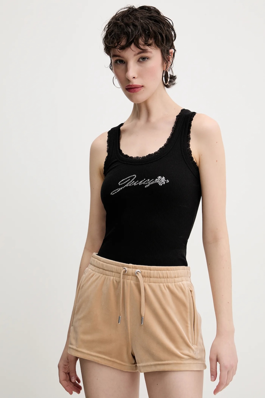 Top Juicy Couture JUICY HIBISCUS CRYSTAL χρώμα: μαύρο, JCWLV125335