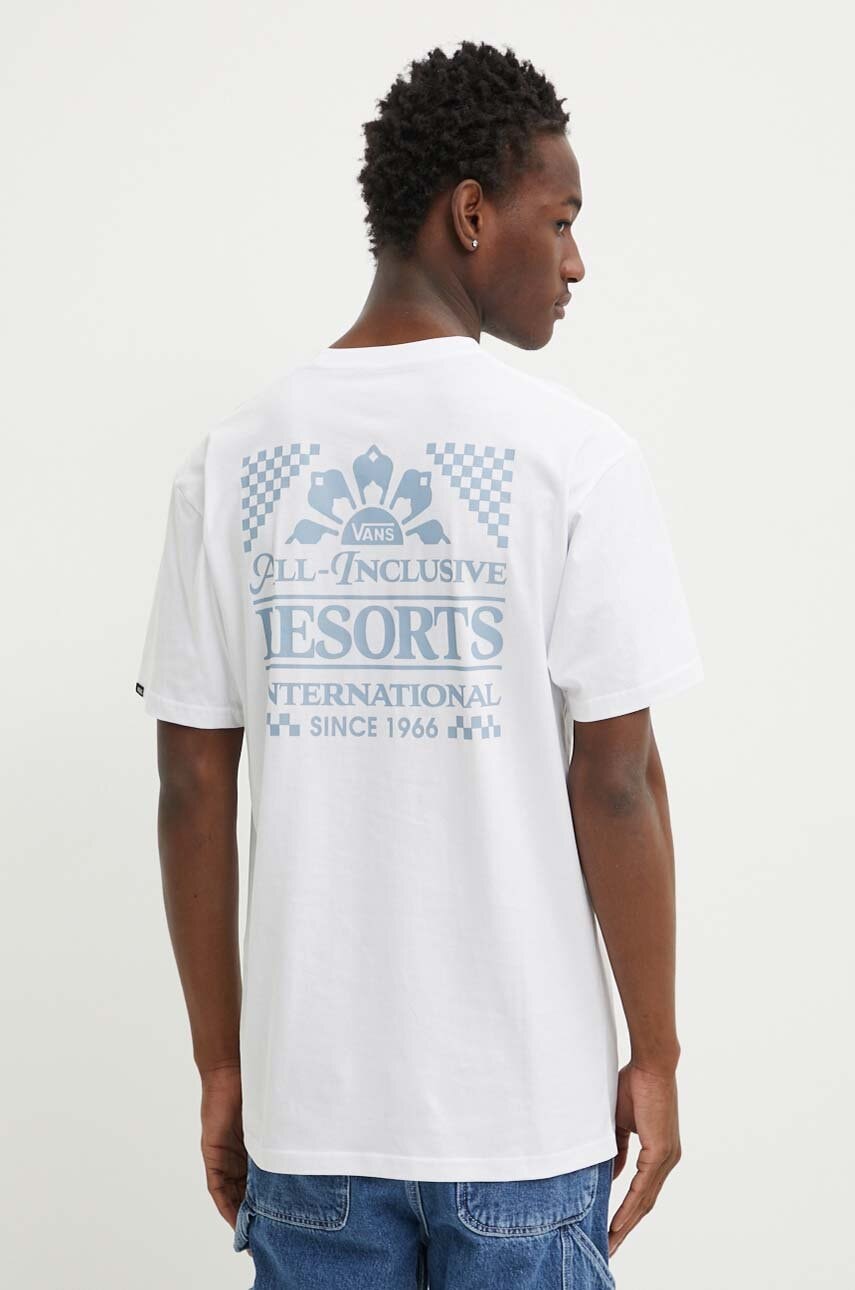 Βαμβακερό μπλουζάκι Vans ανδρικό, χρώμα: άσπρο
