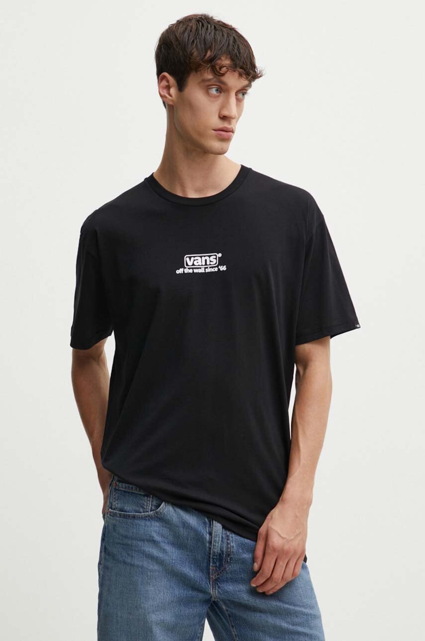 Βαμβακερό μπλουζάκι Vans ανδρικό, χρώμα: μαύρο, VN000HFFBLK1