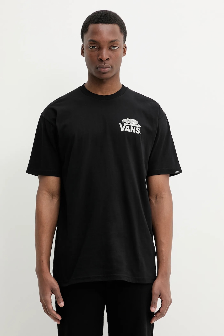 Βαμβακερό μπλουζάκι Vans ανδρικό, χρώμα: μαύρο, VN000M3YBLK1