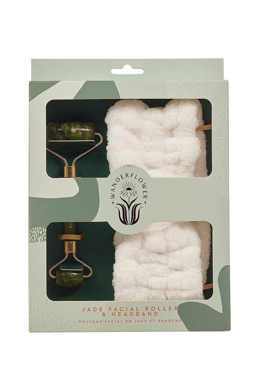 Σετ ρολό μασάζ προσώπου και ζώνη κεφαλής Wanderflower Jade