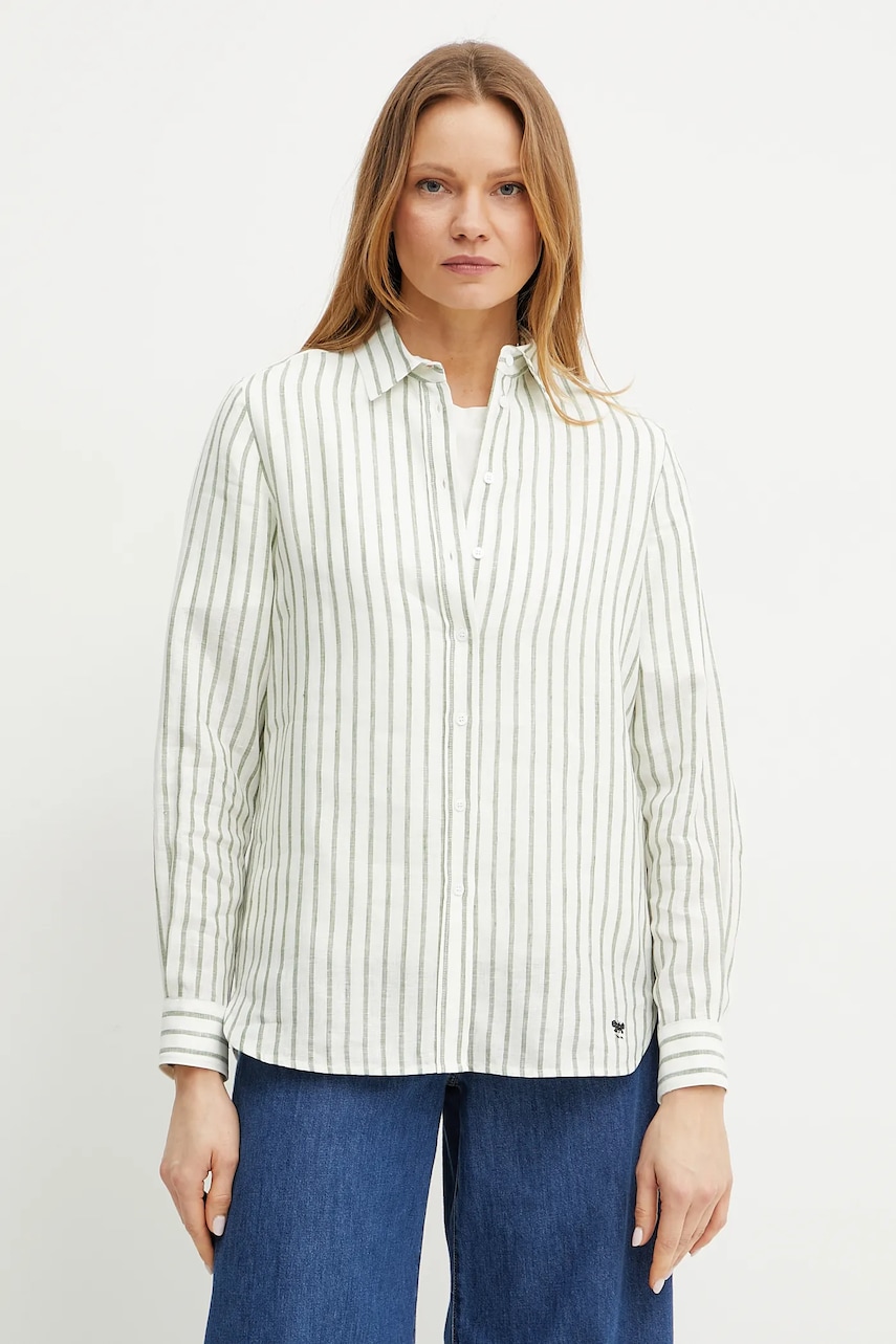 Πουκάμισο από λινό Weekend Max Mara χρώμα: άσπρο, 2515111052600