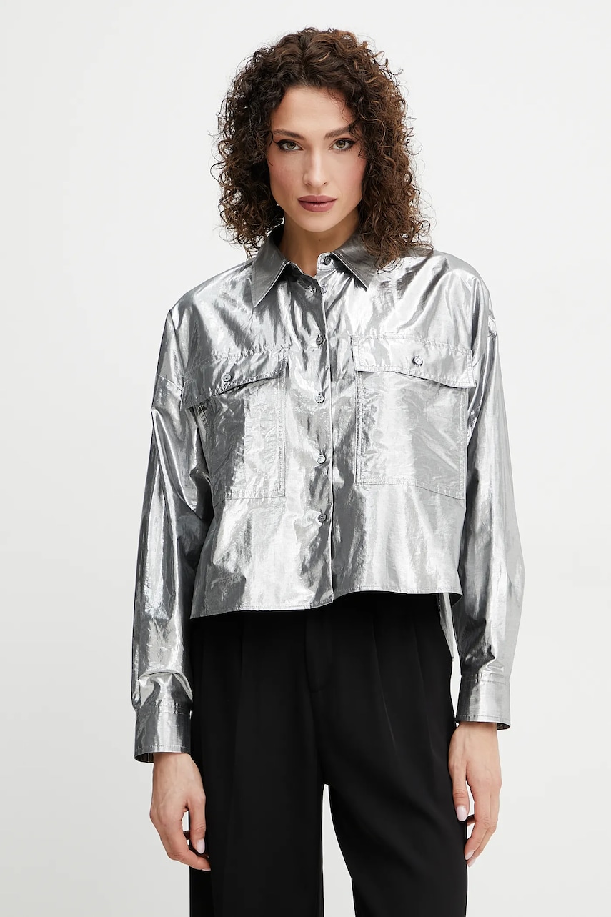 Πουκάμισο Weekend Max Mara χρώμα: ασημί, 2515111061600