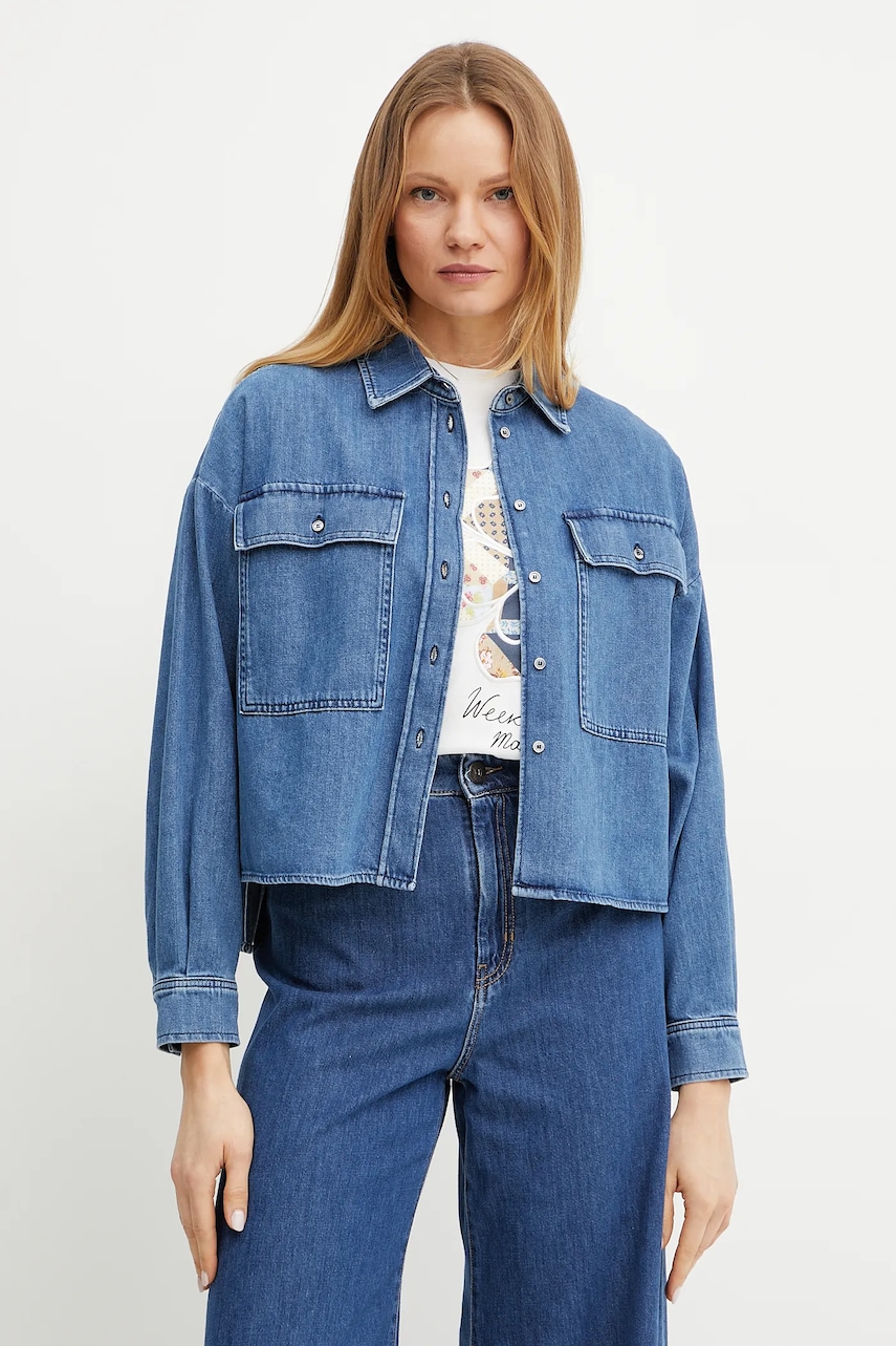Τζιν πουκάμισο Weekend Max Mara χρώμα: μπλε, 2515111151600