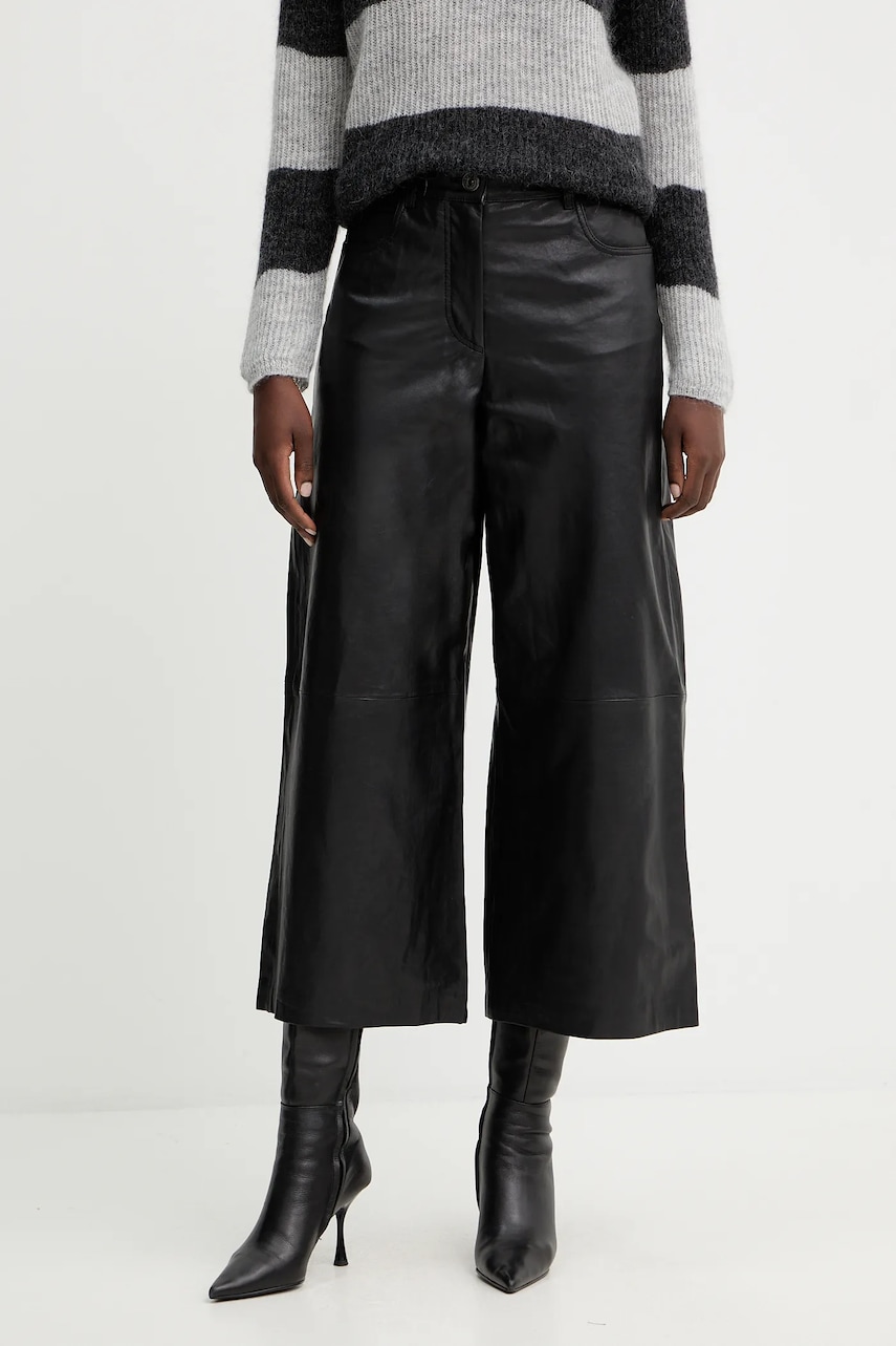 Δερμάτινο παντελόνι Weekend Max Mara BLANC χρώμα: μαύρο, 2525436012600