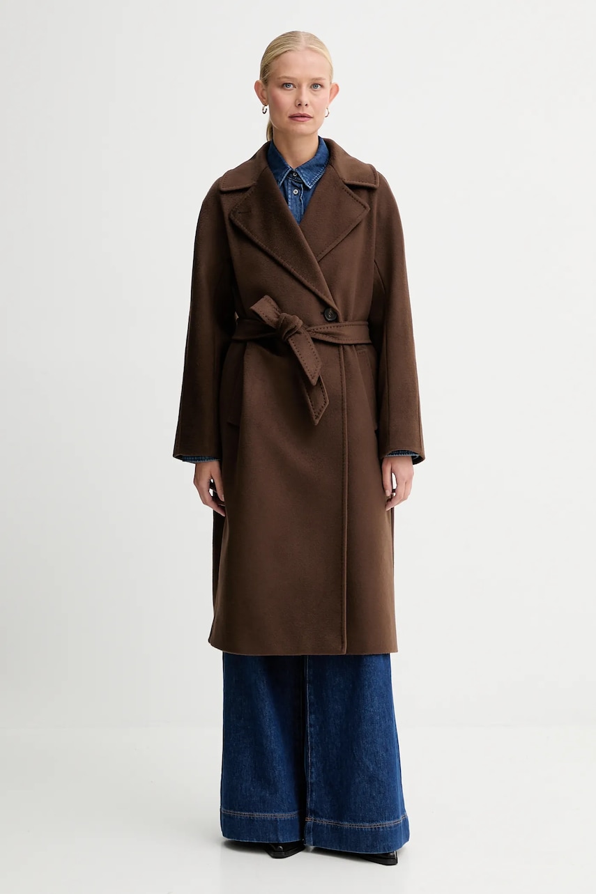 Μάλλινο παλτό Weekend Max Mara RESINA χρώμα: καφέ, 2525016102600