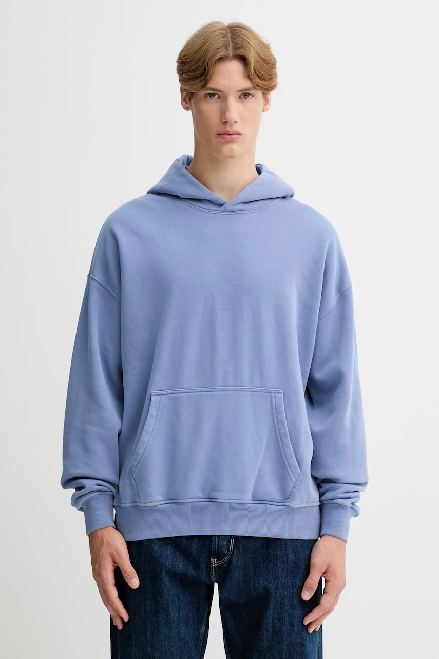 Μπλούζα Abercrombie & Fitch χρώμα: μπλε, με κουκούλα, KI122-5455-216