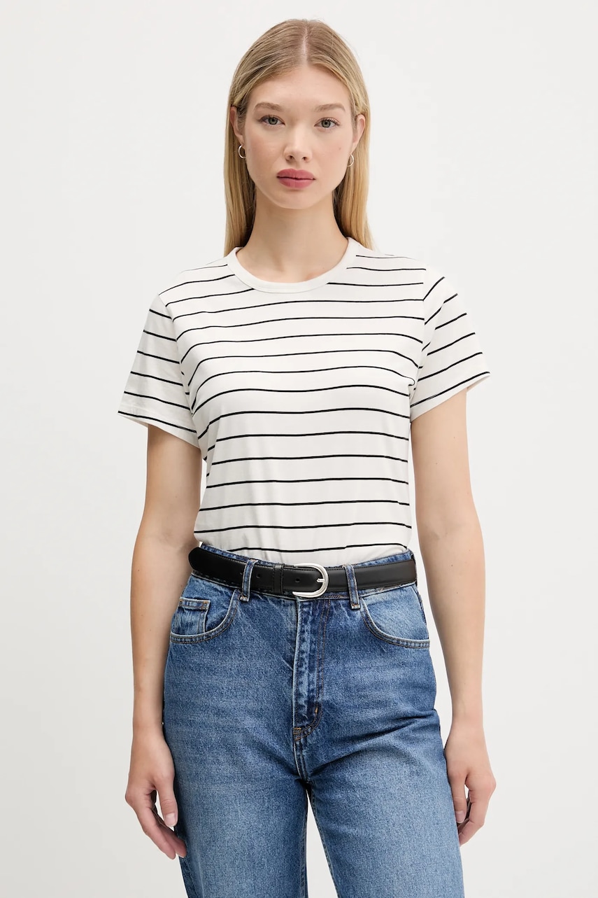 Βαμβακερό μπλουζάκι Abercrombie & Fitch γυναικείο, χρώμα: άσπρο, KI139-5309