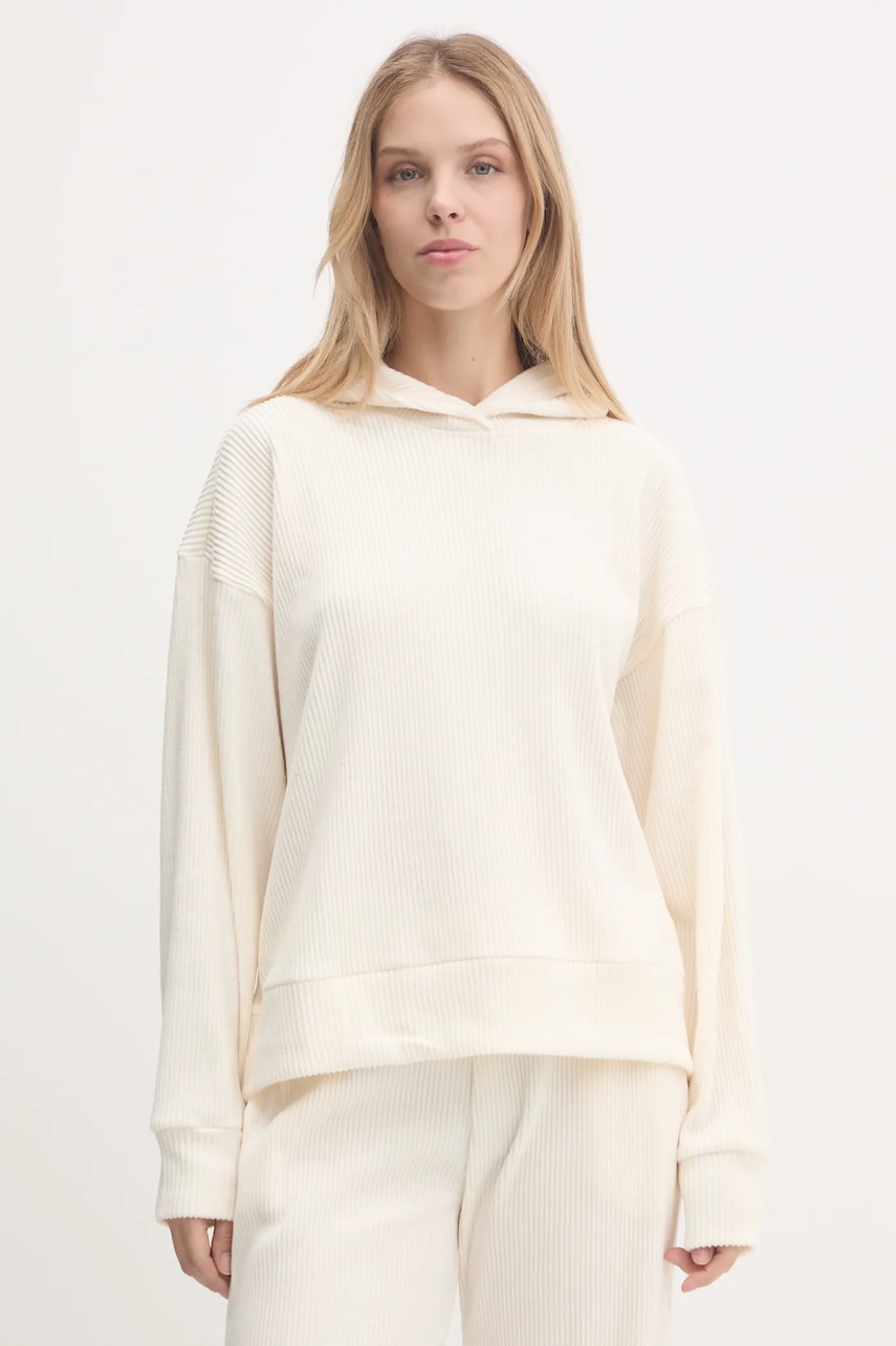 Μπλούζα Abercrombie & Fitch χρώμα: μπεζ, με κουκούλα, KI152-4215