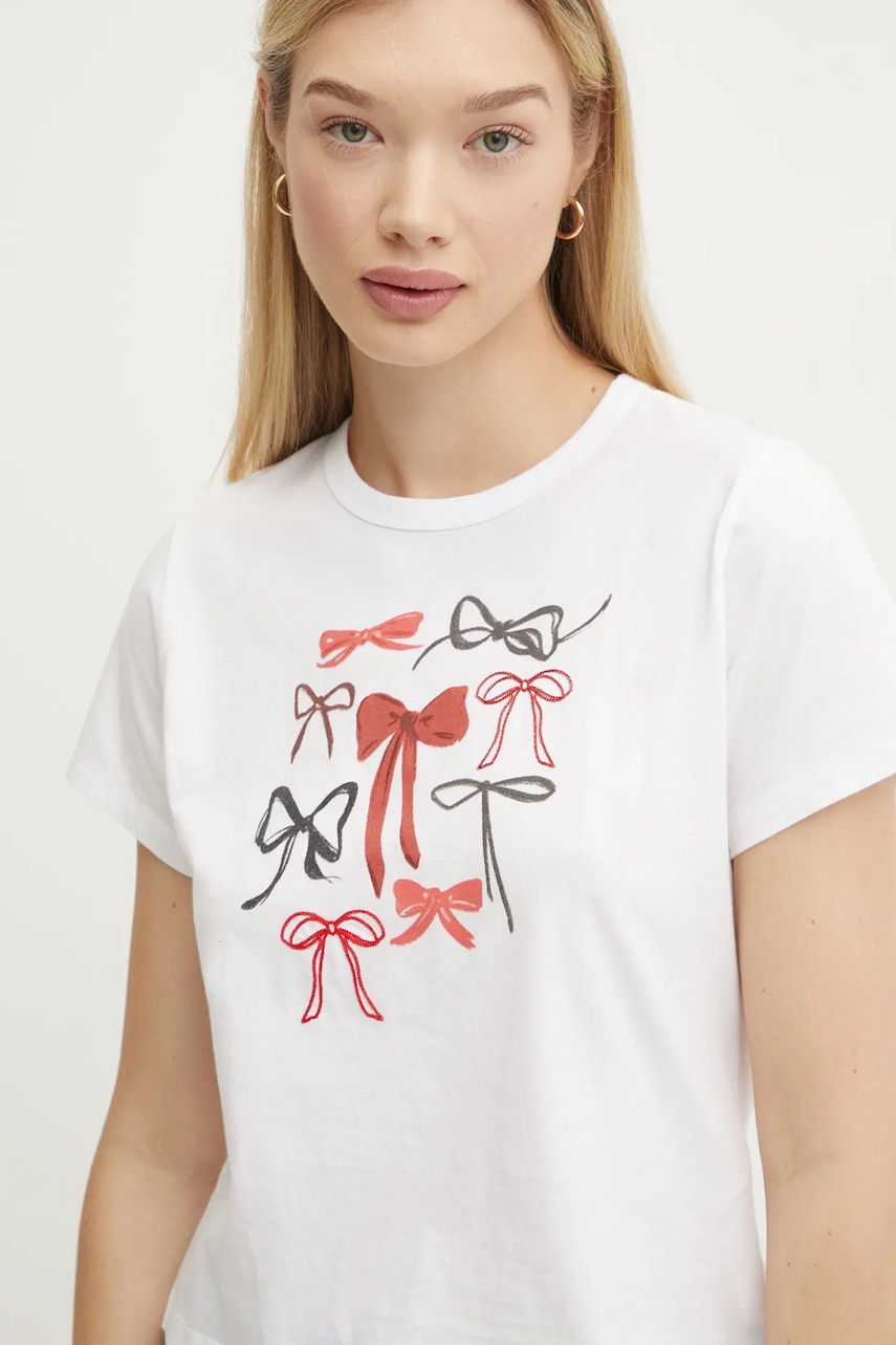 Βαμβακερό μπλουζάκι Abercrombie & Fitch γυναικείο, χρώμα: άσπρο, KI157-4343