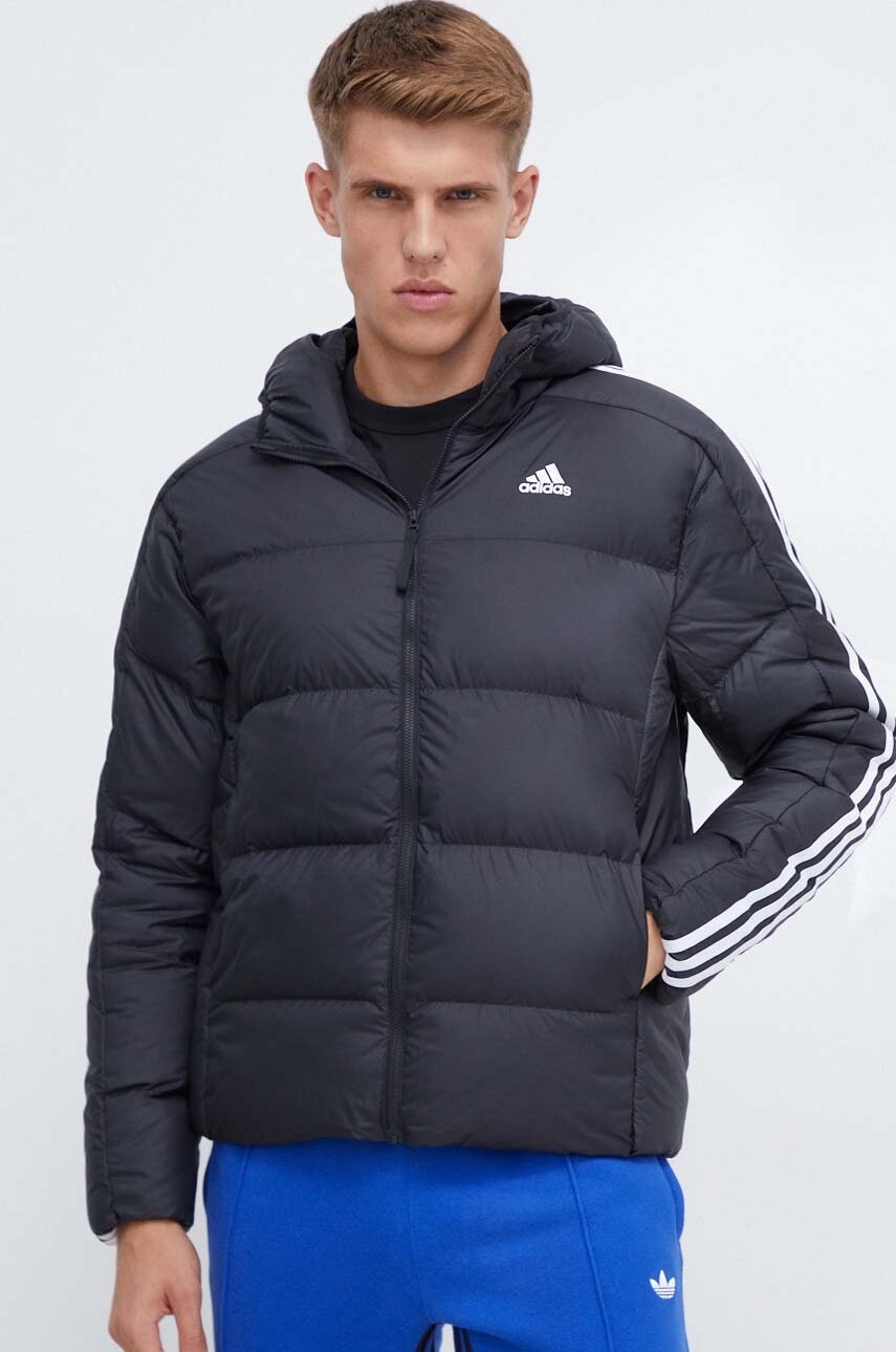 Μπουφάν με επένδυση από πούπουλα adidas ανδρικό, χρώμα: μαύρο