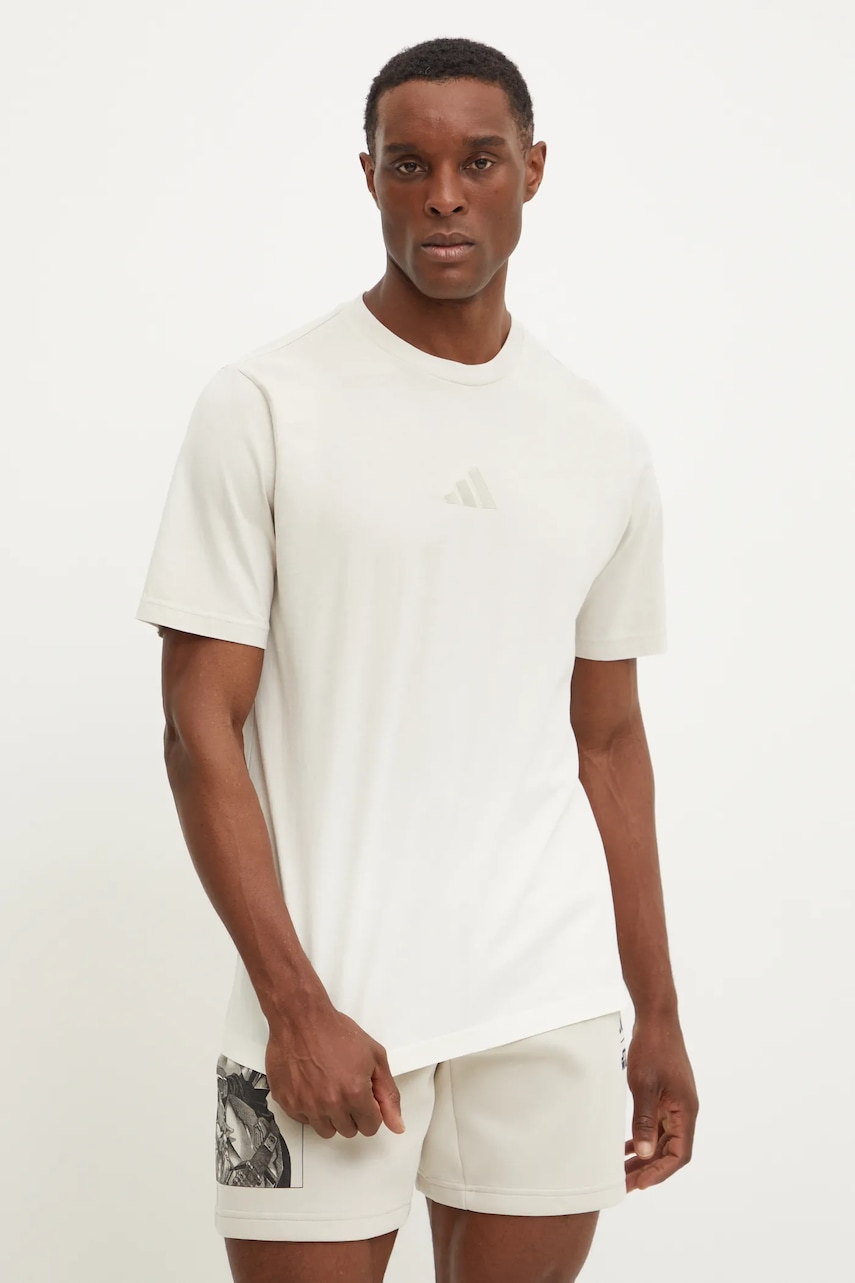 Βαμβακερό μπλουζάκι adidas ALL SZN Dip Dye ανδρικό, χρώμα: μπεζ, JJ3696