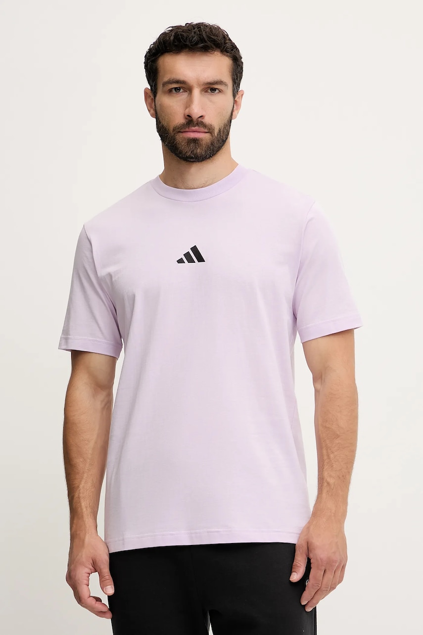 Βαμβακερό μπλουζάκι adidas Essential ανδρικό, χρώμα: μοβ, JD1781