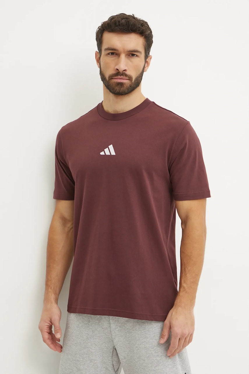 Βαμβακερό μπλουζάκι adidas Essential ανδρικό, χρώμα: κόκκινο, JF1098