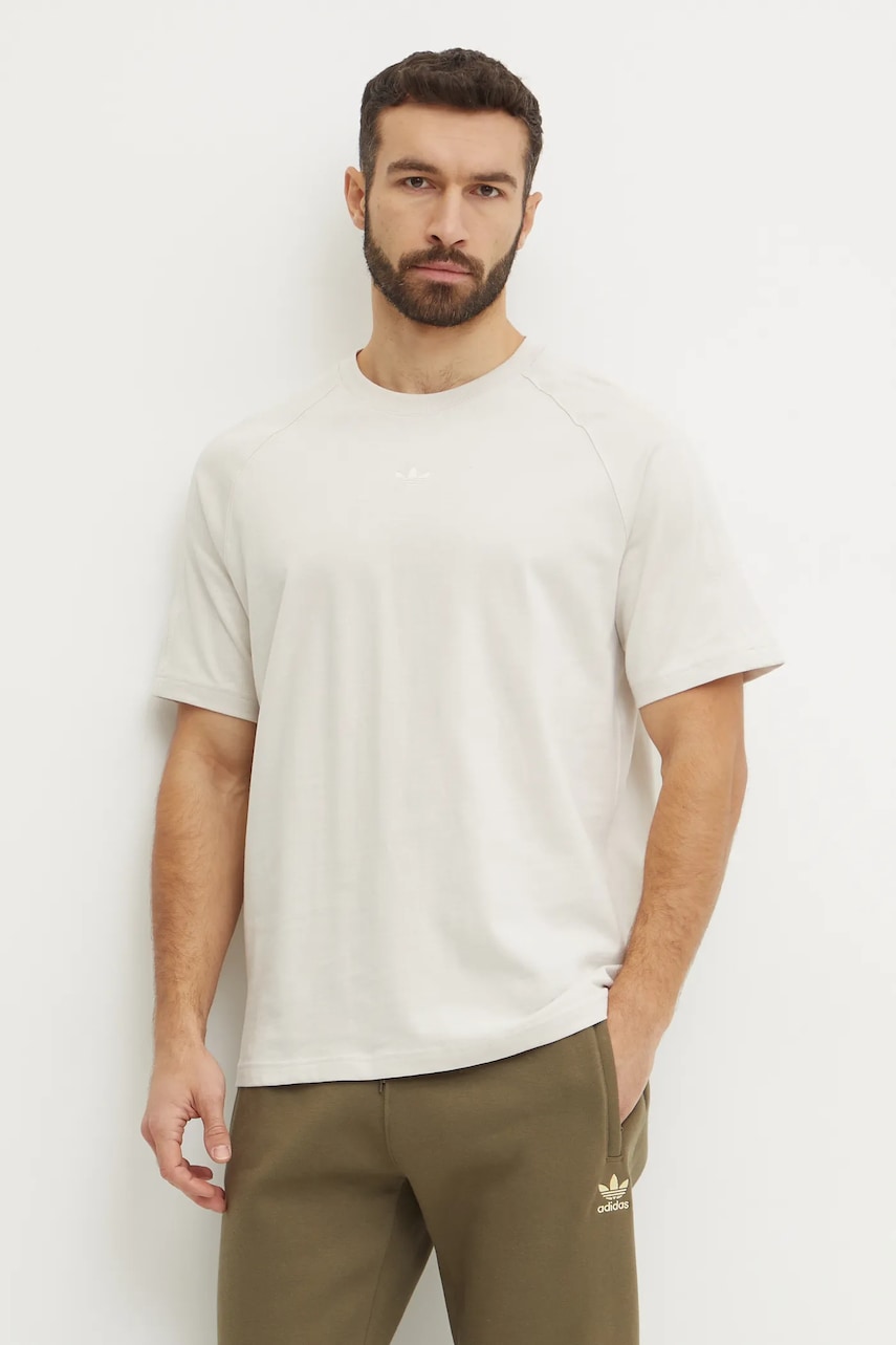 Βαμβακερό μπλουζάκι adidas Originals Essential ανδρικό, χρώμα: μπεζ, JD3277