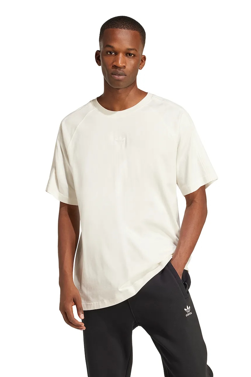 Βαμβακερό μπλουζάκι adidas Originals Essential ανδρικό, χρώμα: άσπρο, JD3278