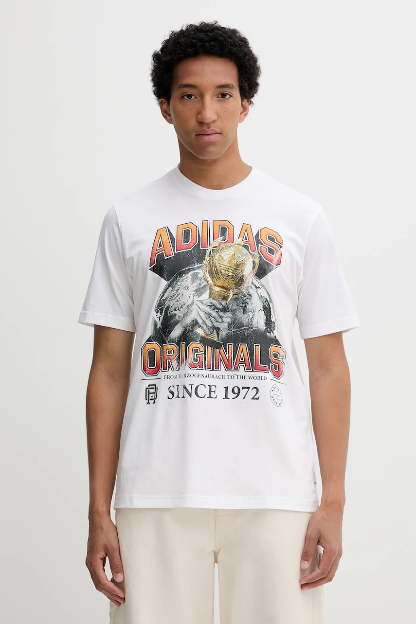 Βαμβακερό μπλουζάκι adidas Originals Graphic Reg Sst ανδρικό, χρώμα: άσπρο, JW2972