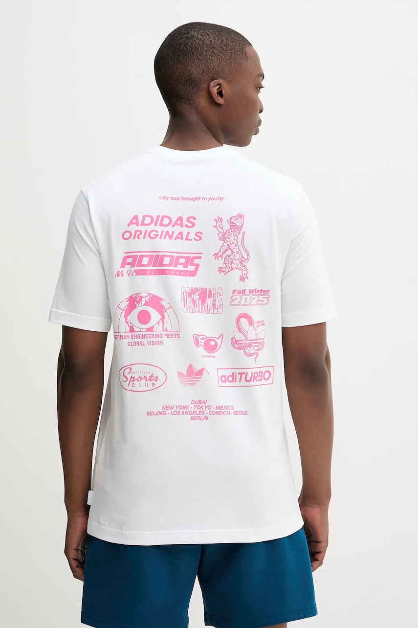 Βαμβακερό μπλουζάκι adidas Originals Graphic Reg Sst ανδρικό, χρώμα: άσπρο, JW2953
