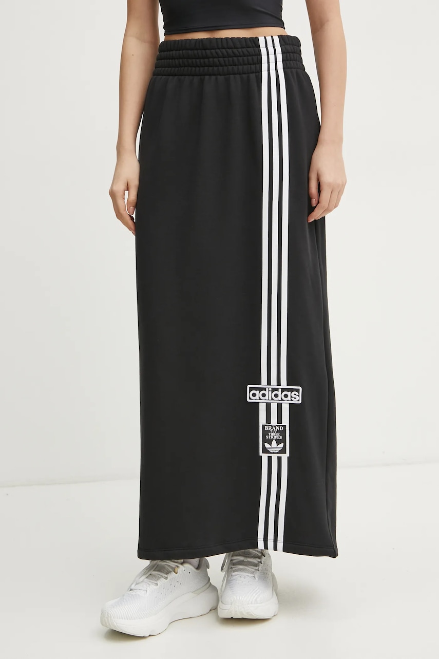 Βαμβακερή φούστα adidas Originals MAXI SKIRT χρώμα: μαύρο, JC8538