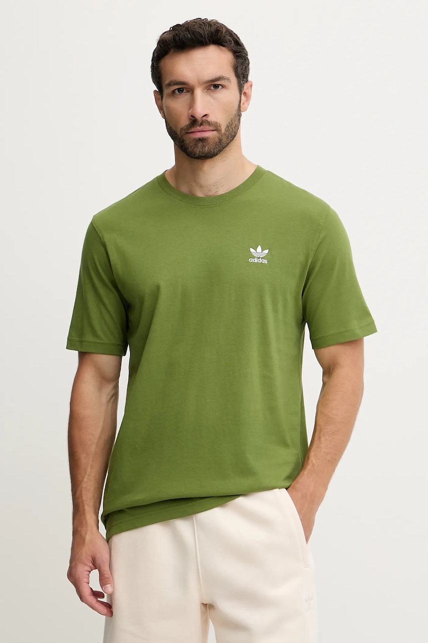 Βαμβακερό μπλουζάκι adidas Originals Trefoil Essential ανδρικό, χρώμα: πράσινο, JV5938